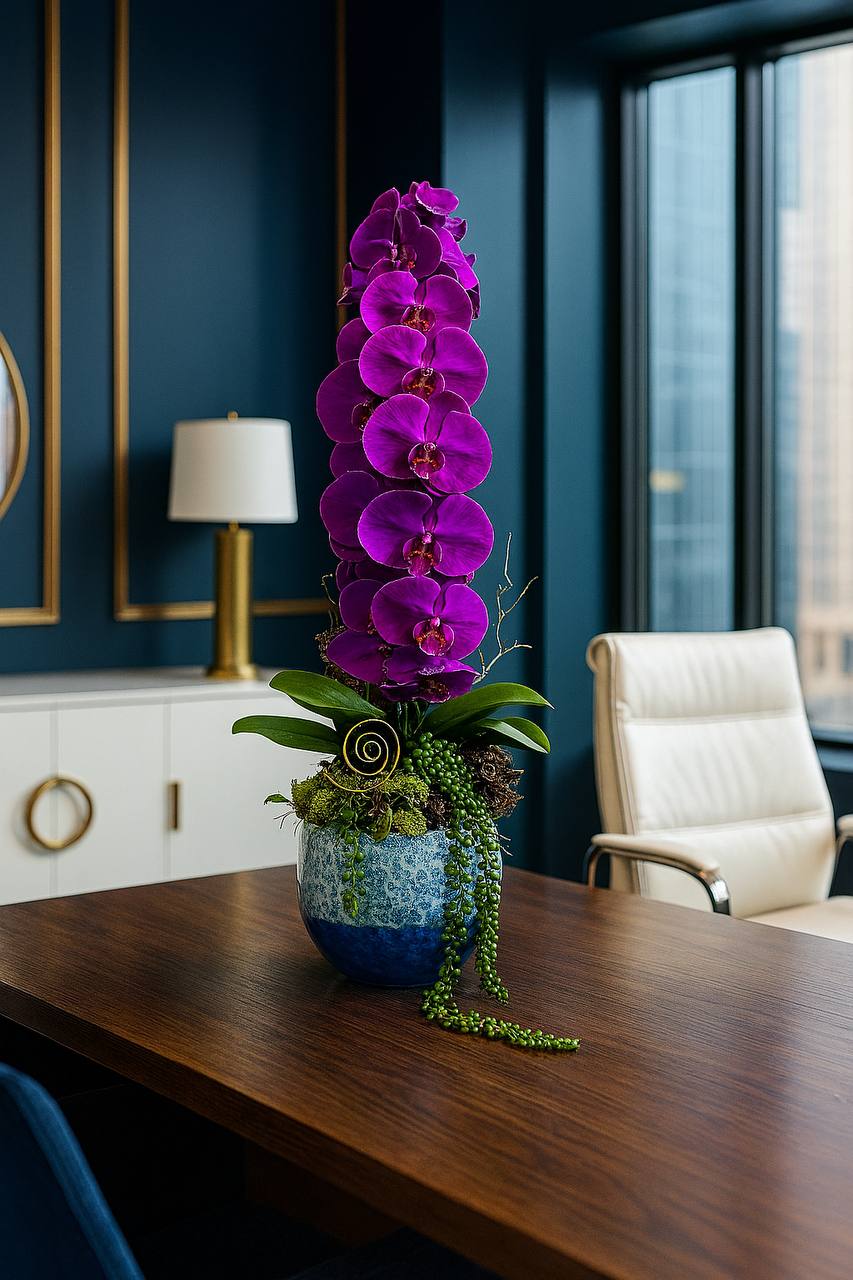 Orchid Floral Arrangement in Planter (Premium version)